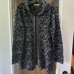 A. ida open cardigan sweater wool blend blue and grey  size large